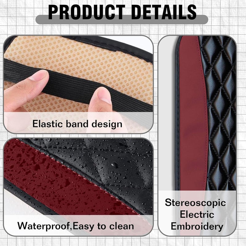 Couslcd Auto Center Console Pad, Universal Waterproof Armrest Seat Box Cover, Car Interior Accessories, Leather Auto Armrest Cover Protector for Most Vehicle, SUV, Truck (Wine Red) - Image 5
